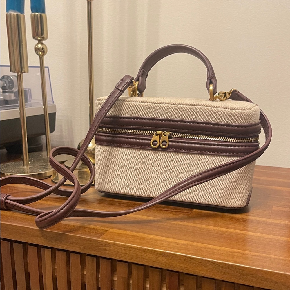 Zara Elegant Cream and Burgundy Handbag